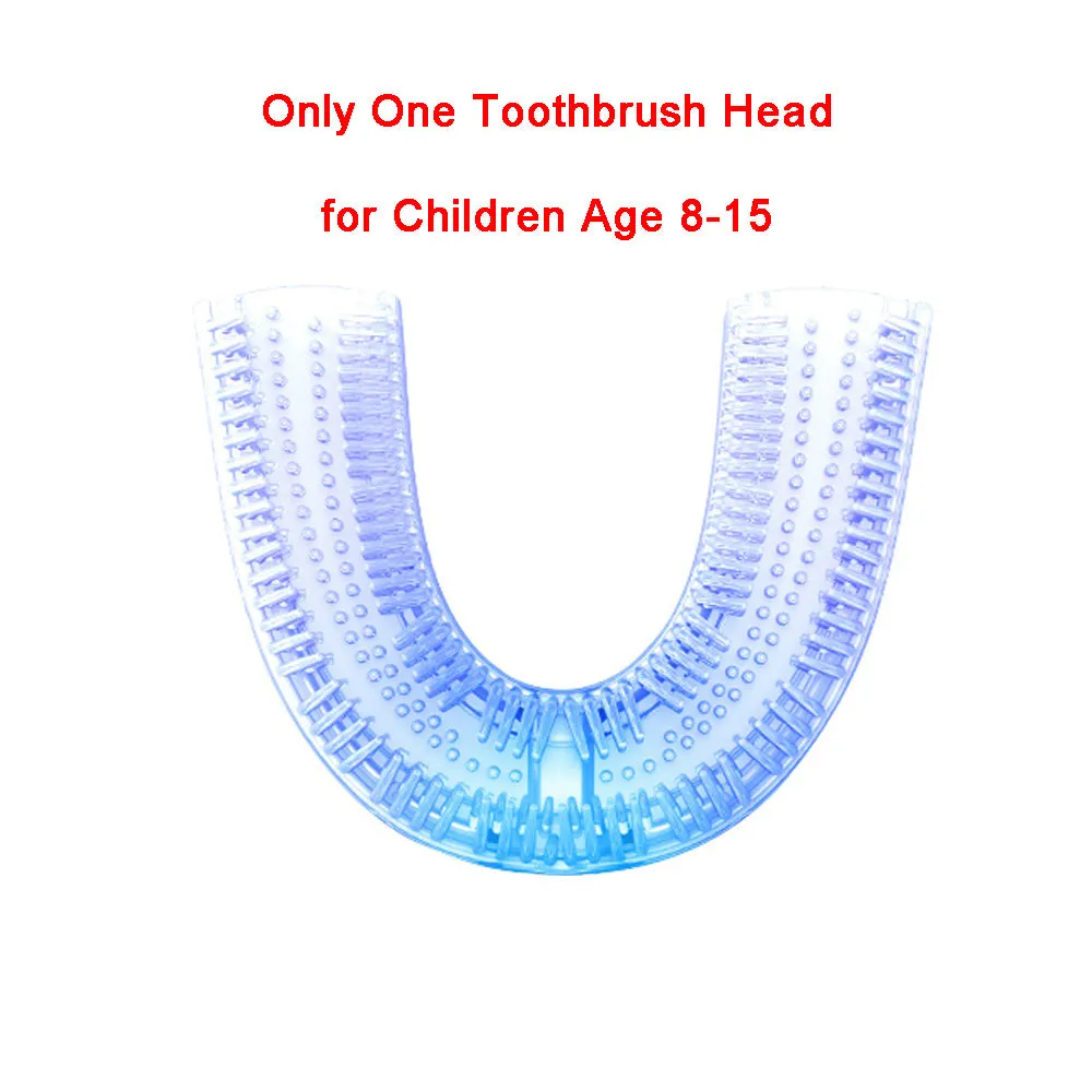 U-shaped electric toothbrush with silicone head, ABS body, and IPX7 waterproof design in blue