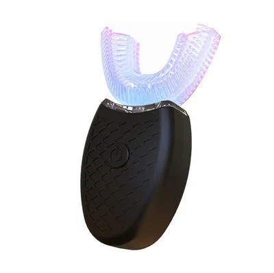 U-shaped electric toothbrush with silicone head, ABS body, and IPX7 waterproof design in blue