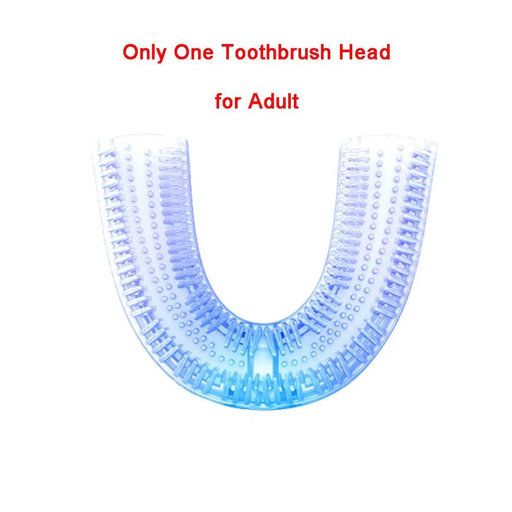 U-shaped electric toothbrush with silicone head, ABS body, and IPX7 waterproof design in blue