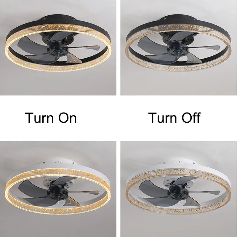 Nordic design ceiling fan light with remote control in 50cm diameter iron and acrylic construction