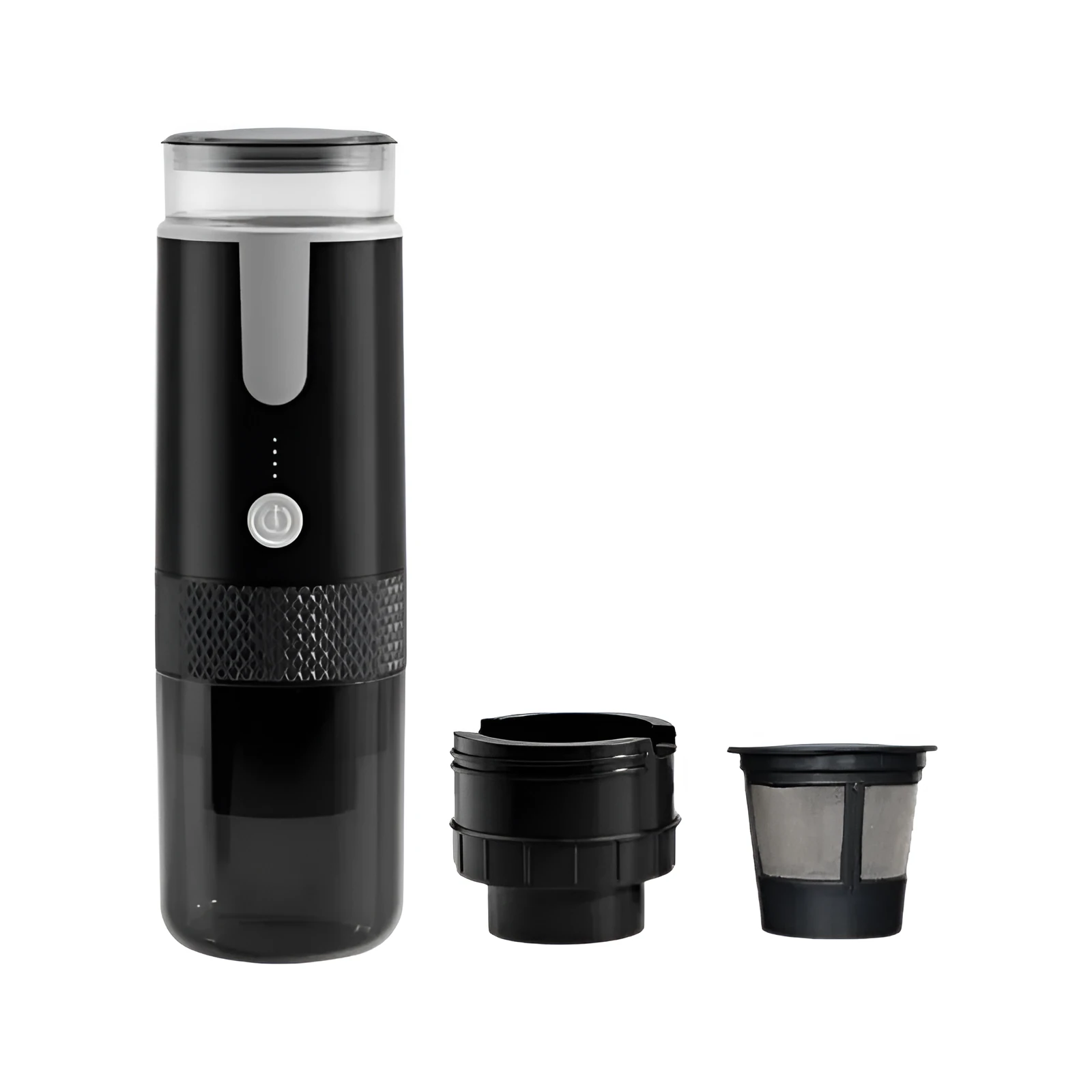 Portable black coffee machine for outdoor camping and car use with K CUP capsule compatibility