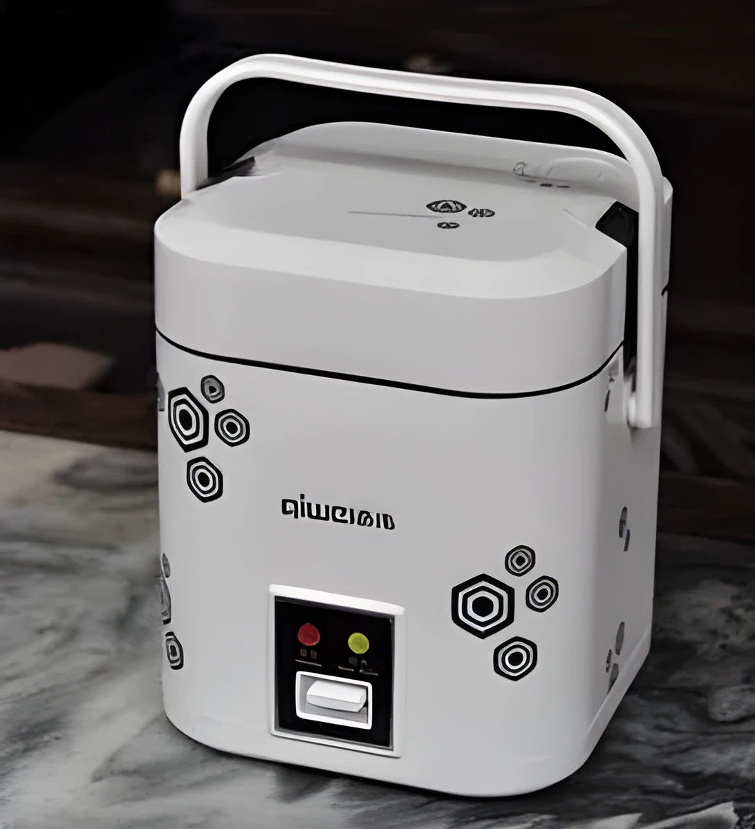 Kiwi MF-12A grey mini electric cooker with pot and lid, 1.2 litre capacity for student dorms and travel