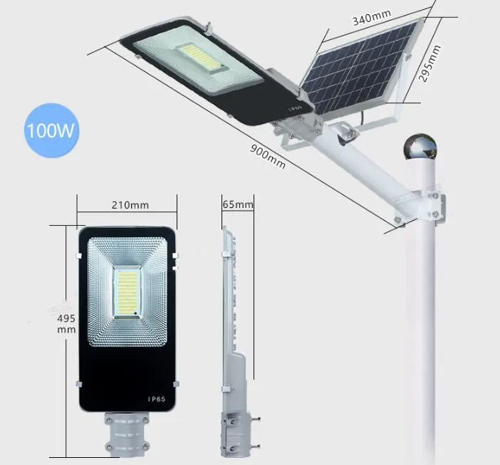 LED solar street lamp outdoor lighting 100W 200W 300W IP65 waterproof for garden courtyard