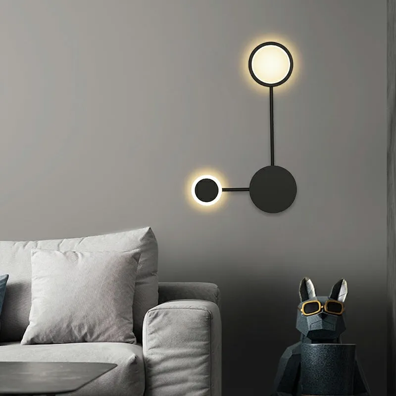 Contracted wall lamp with six heads, iron and acrylic construction, available in black finish mounted on a wall