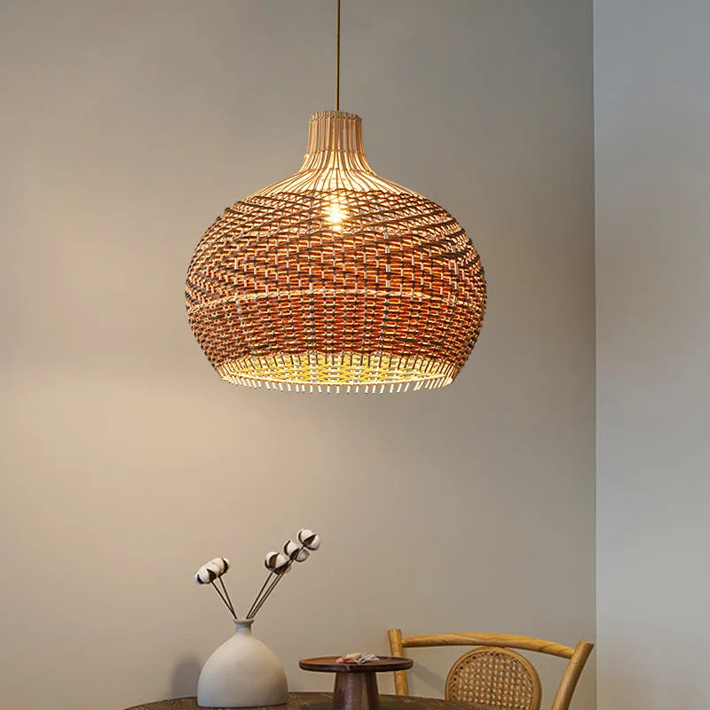 Nordic Scandinavian rattan chandelier with LED light in 50cm diameter size