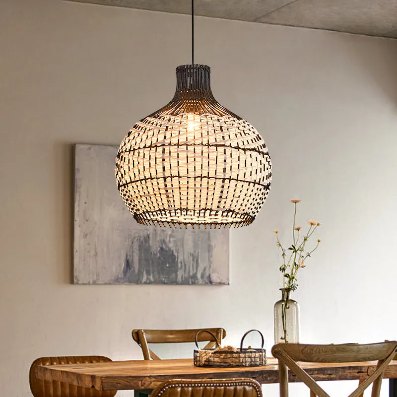 Nordic Scandinavian rattan chandelier with LED light in 50cm diameter size