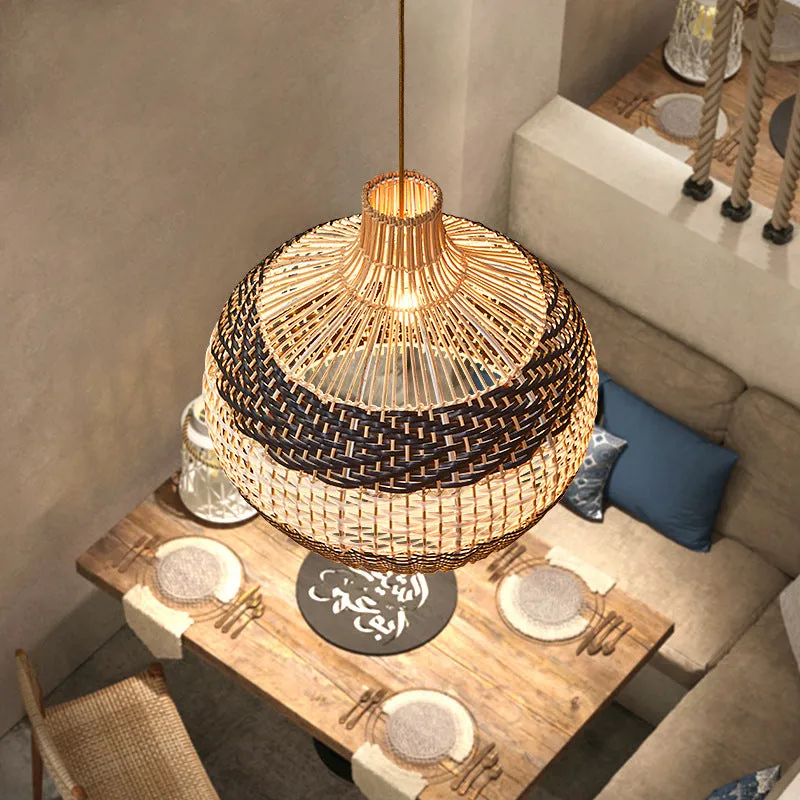 Nordic Scandinavian rattan chandelier with LED light in 50cm diameter size