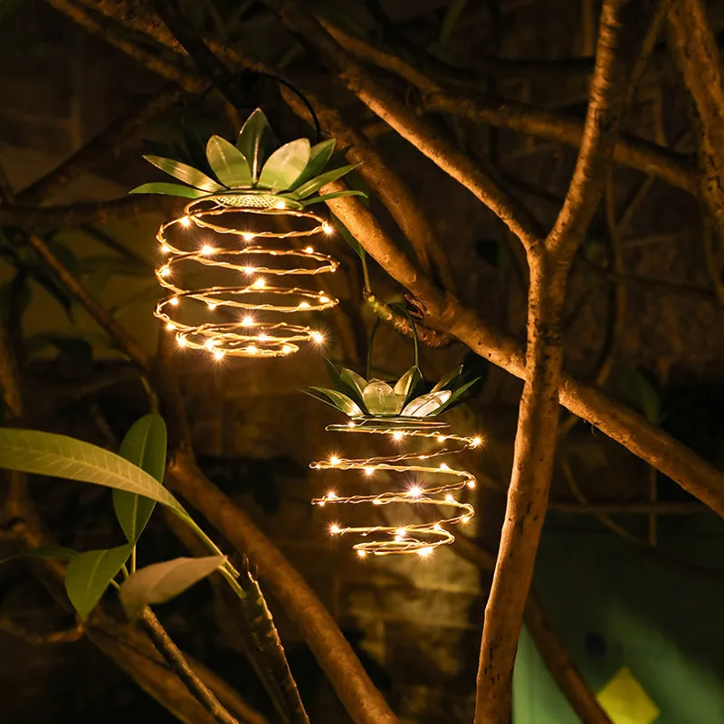 Outdoor solar garden sensor light pineapple shaped LED lamp with IP55 waterproof rating for pathway and patio decoration
