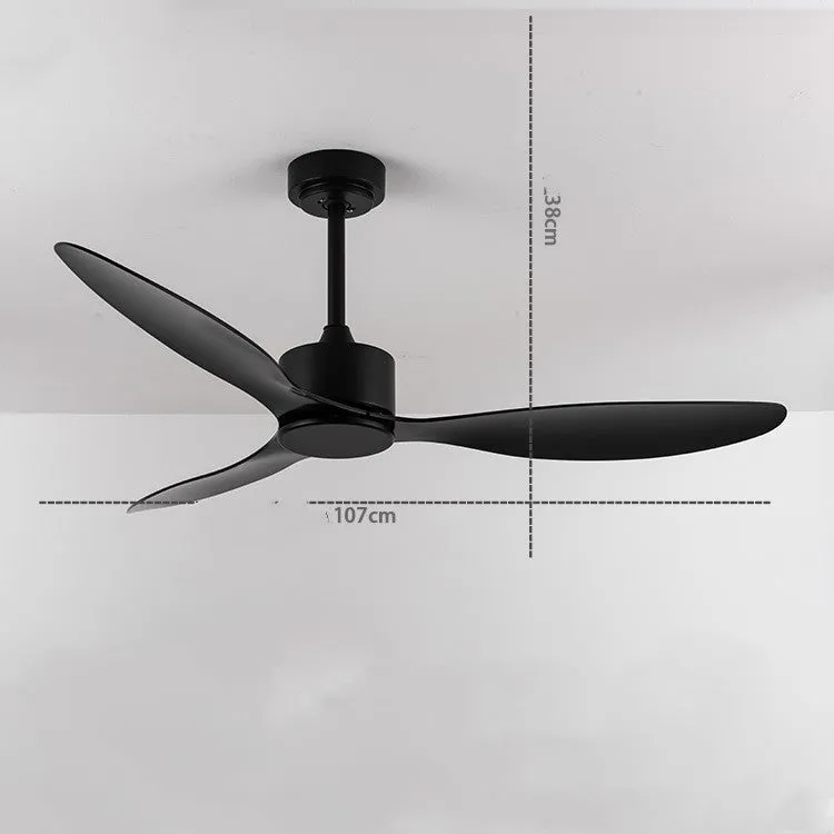 Scandinavian industrial ceiling fan without light, 42-inch or 52-inch, iron paint finish, black colour, wall and remote control
