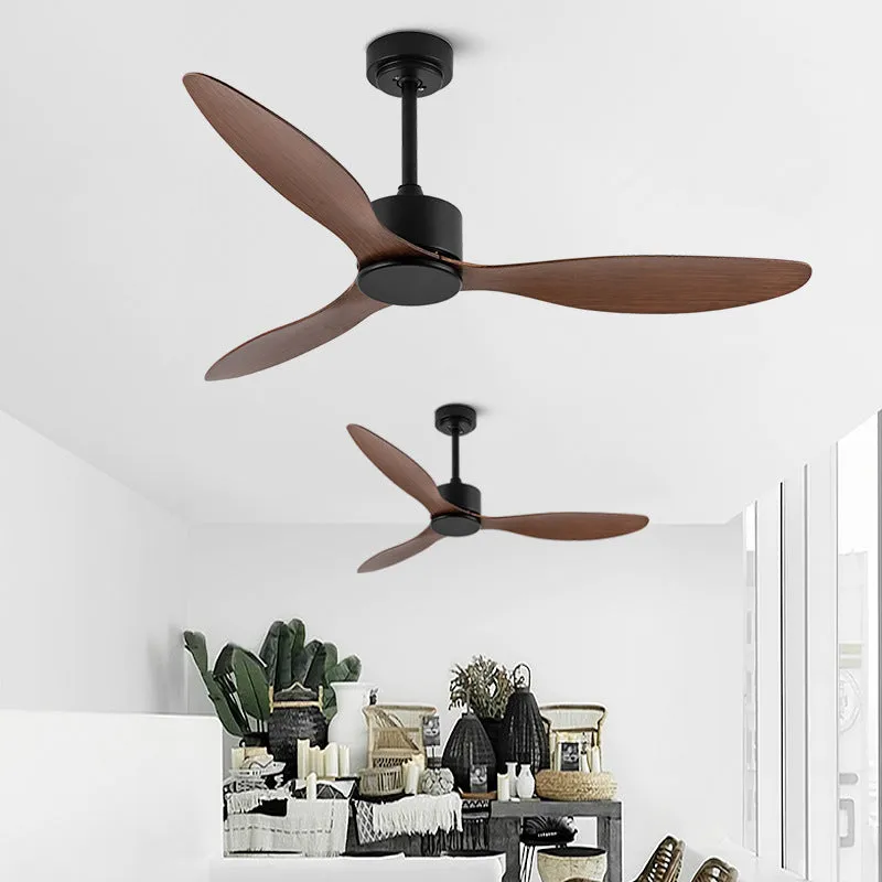 Scandinavian industrial ceiling fan without light, 42-inch or 52-inch, iron paint finish, black colour, wall and remote control