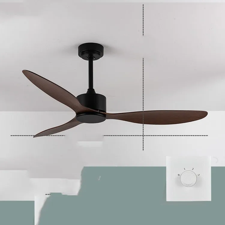 Scandinavian industrial ceiling fan without light, 42-inch or 52-inch, iron paint finish, black colour, wall and remote control