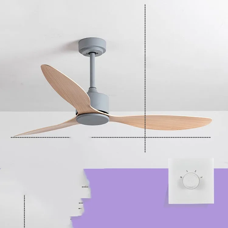 Scandinavian industrial ceiling fan without light, 42-inch or 52-inch, iron paint finish, black colour, wall and remote control