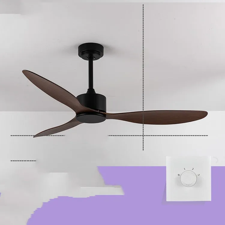 Scandinavian industrial ceiling fan without light, 42-inch or 52-inch, iron paint finish, black colour, wall and remote control