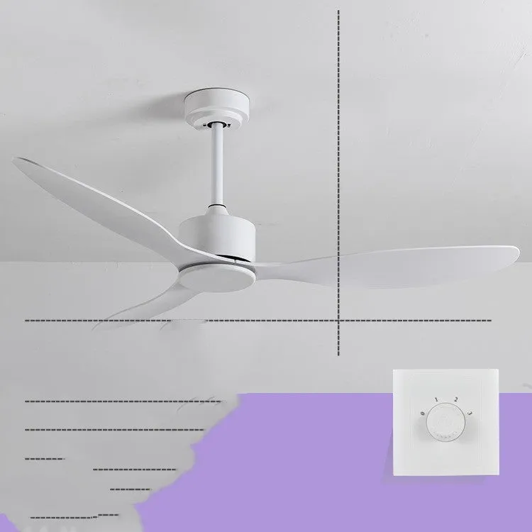 Scandinavian industrial ceiling fan without light, 42-inch or 52-inch, iron paint finish, black colour, wall and remote control