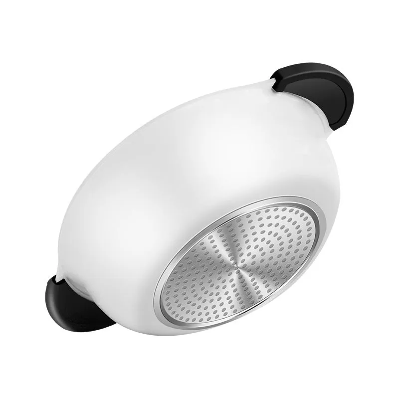 White aluminium alloy two-flavor hot pot with integrated casting and clear glass lid