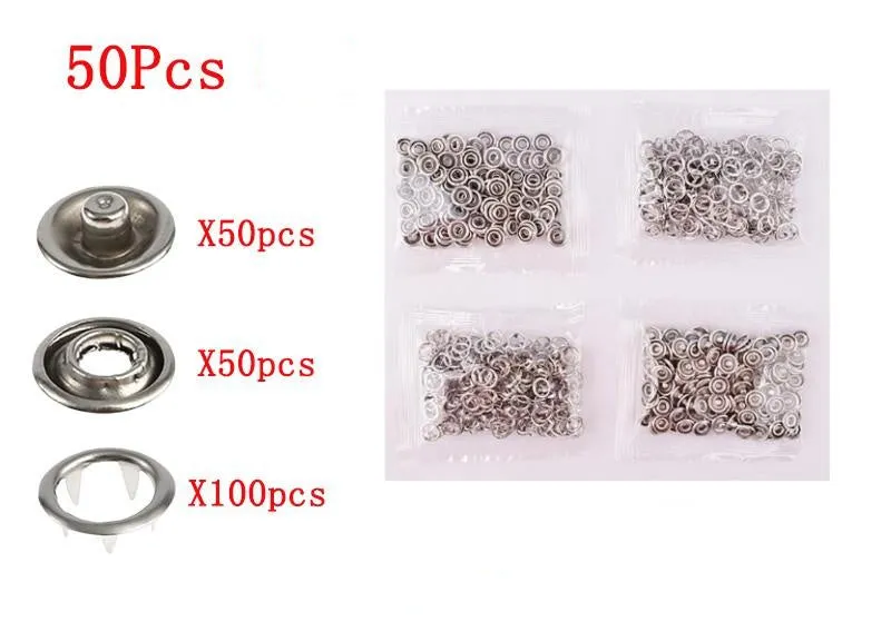 Stainless steel five-claw clasp no-sew button and plier tool for children's clothing repair