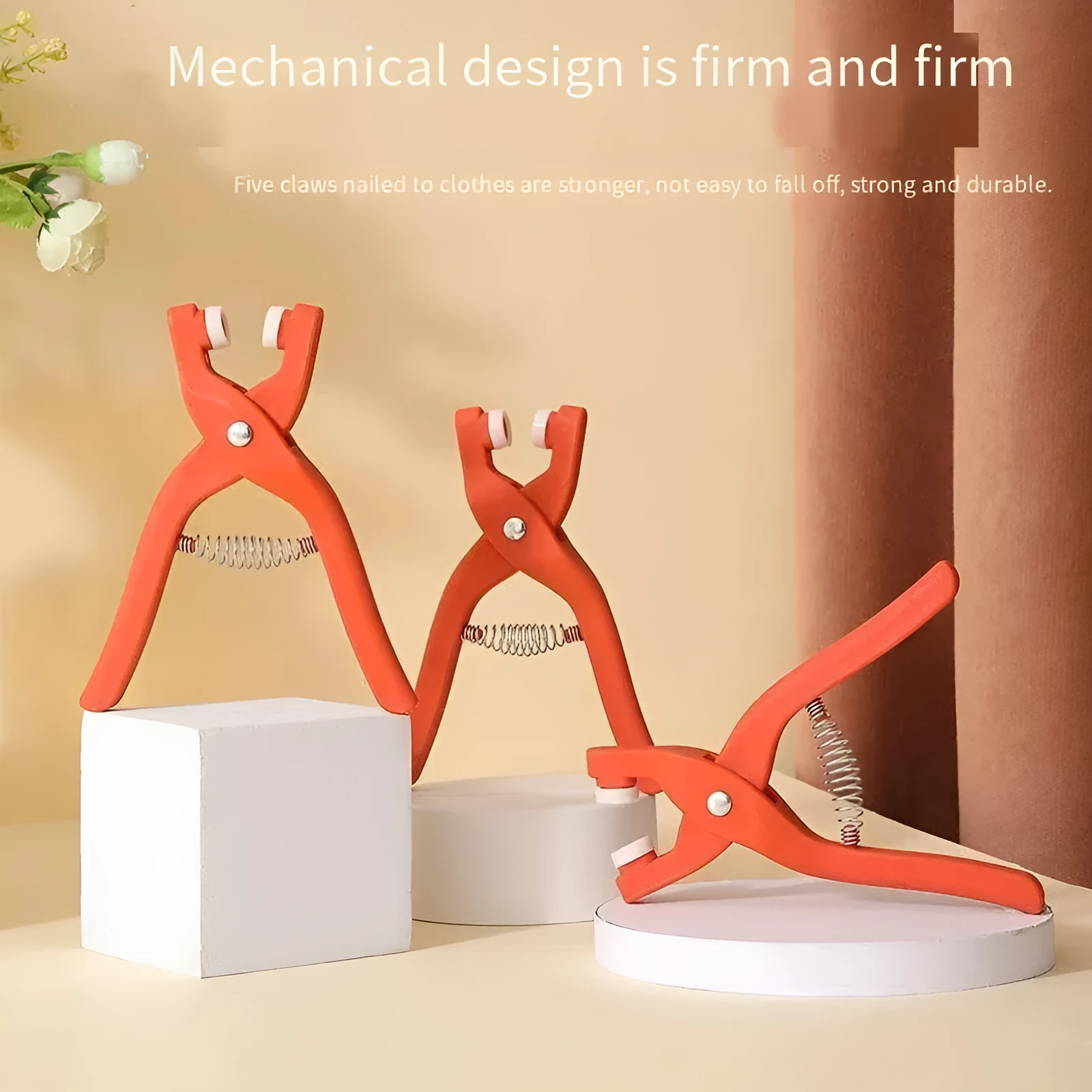 Stainless steel five-claw clasp no-sew button and plier tool for children's clothing repair