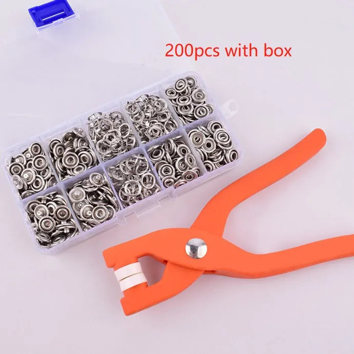 Stainless steel five-claw clasp no-sew button and plier tool for children's clothing repair