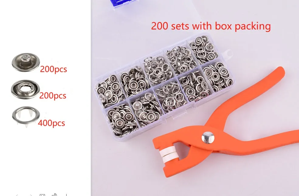 Stainless steel five-claw clasp no-sew button and plier tool for children's clothing repair