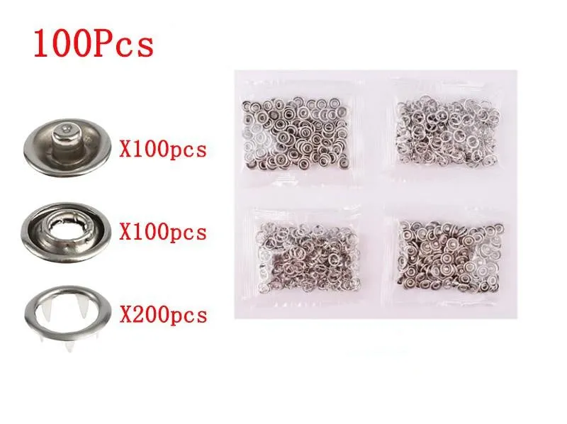 Stainless steel five-claw clasp no-sew button and plier tool for children's clothing repair