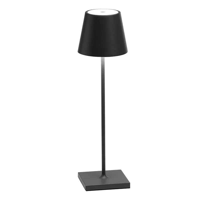 Touch dimming wireless table lamp 38x10cm aluminium acrylic construction warm 3000K black finish