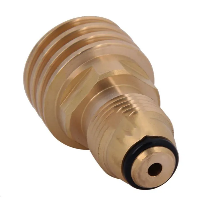 Gold-coloured brass gas brazier adapter with 7mm tapered external thread