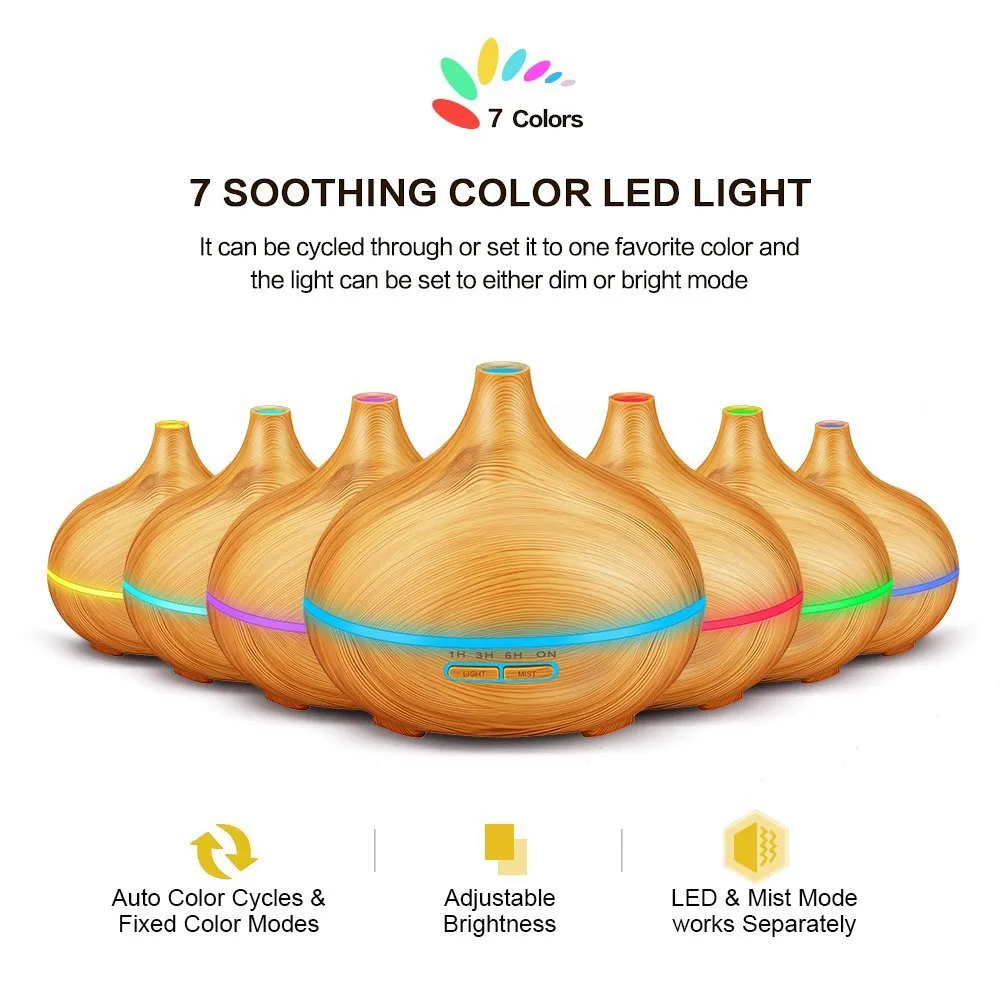 Round 550ml ultrasonic aromatherapy humidifier in white with mechanical control on desk