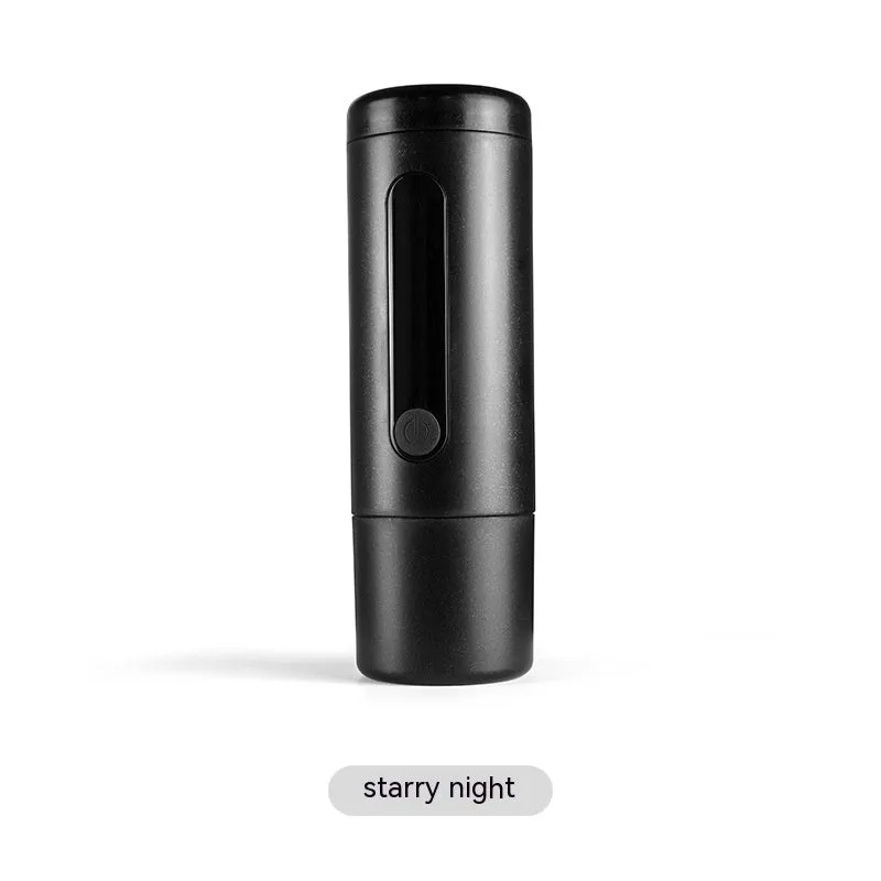 Portable mini coffee machine 60x60x187mm in dark starry sky colour with plastic body and one-key button