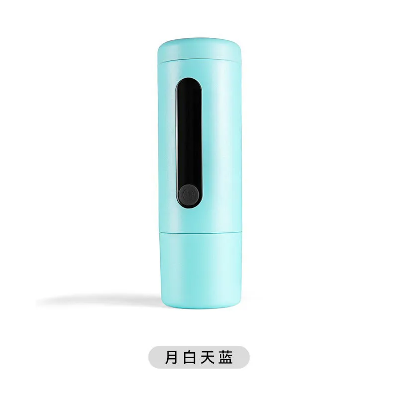 Portable mini coffee machine 60x60x187mm in dark starry sky colour with plastic body and one-key button