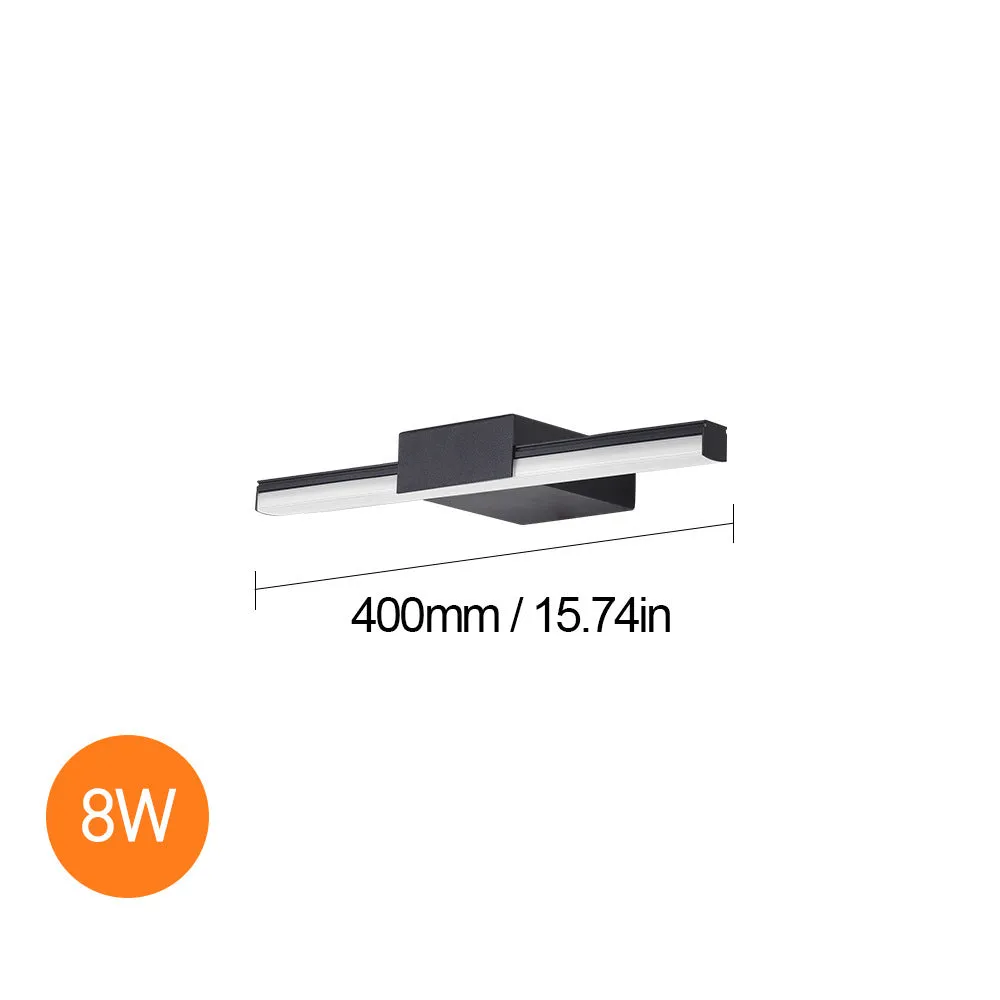 LED bathroom mirror headlight wall light with 110mm projection, available in black or white, 40-60cm size options