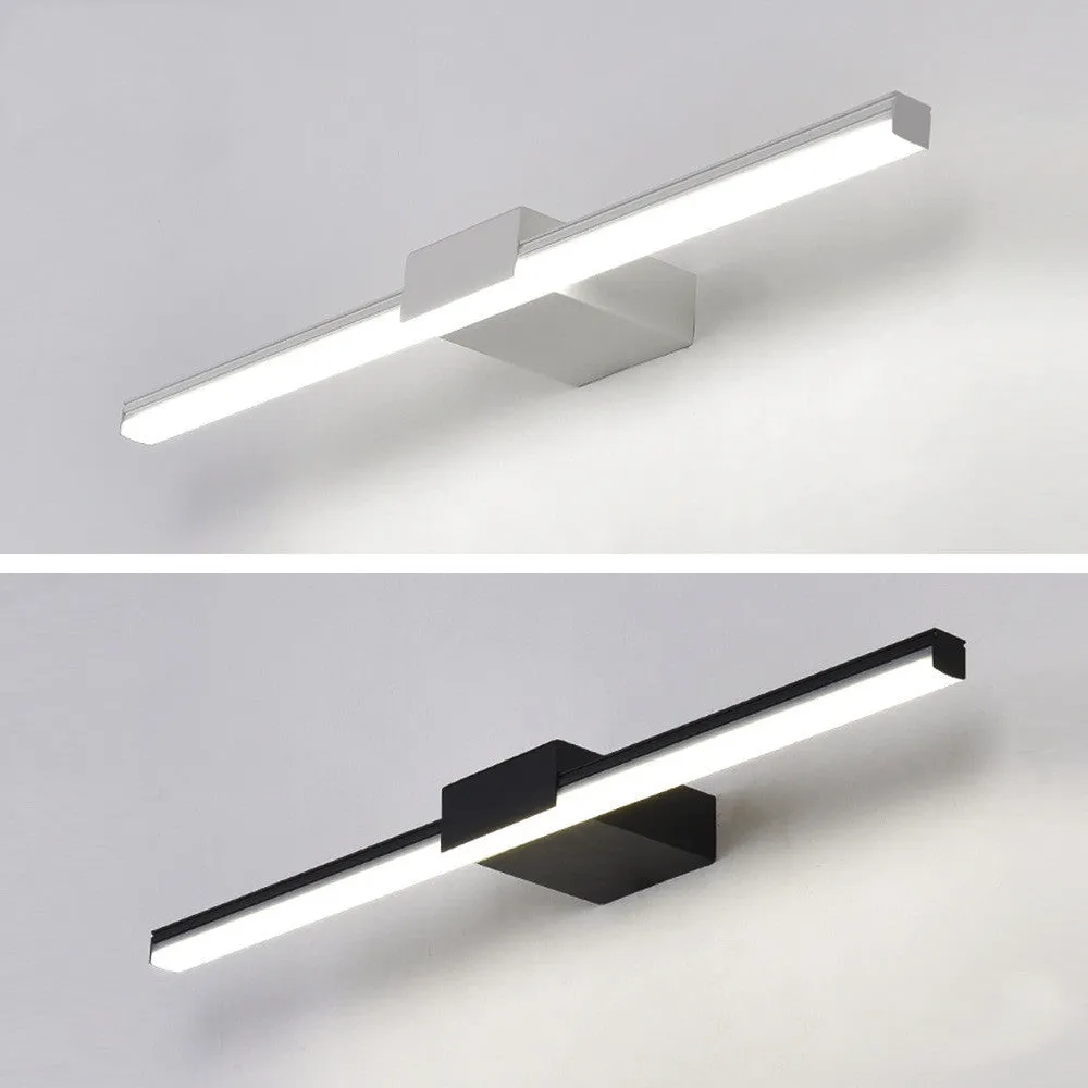LED bathroom mirror headlight wall light with 110mm projection, available in black or white, 40-60cm size options