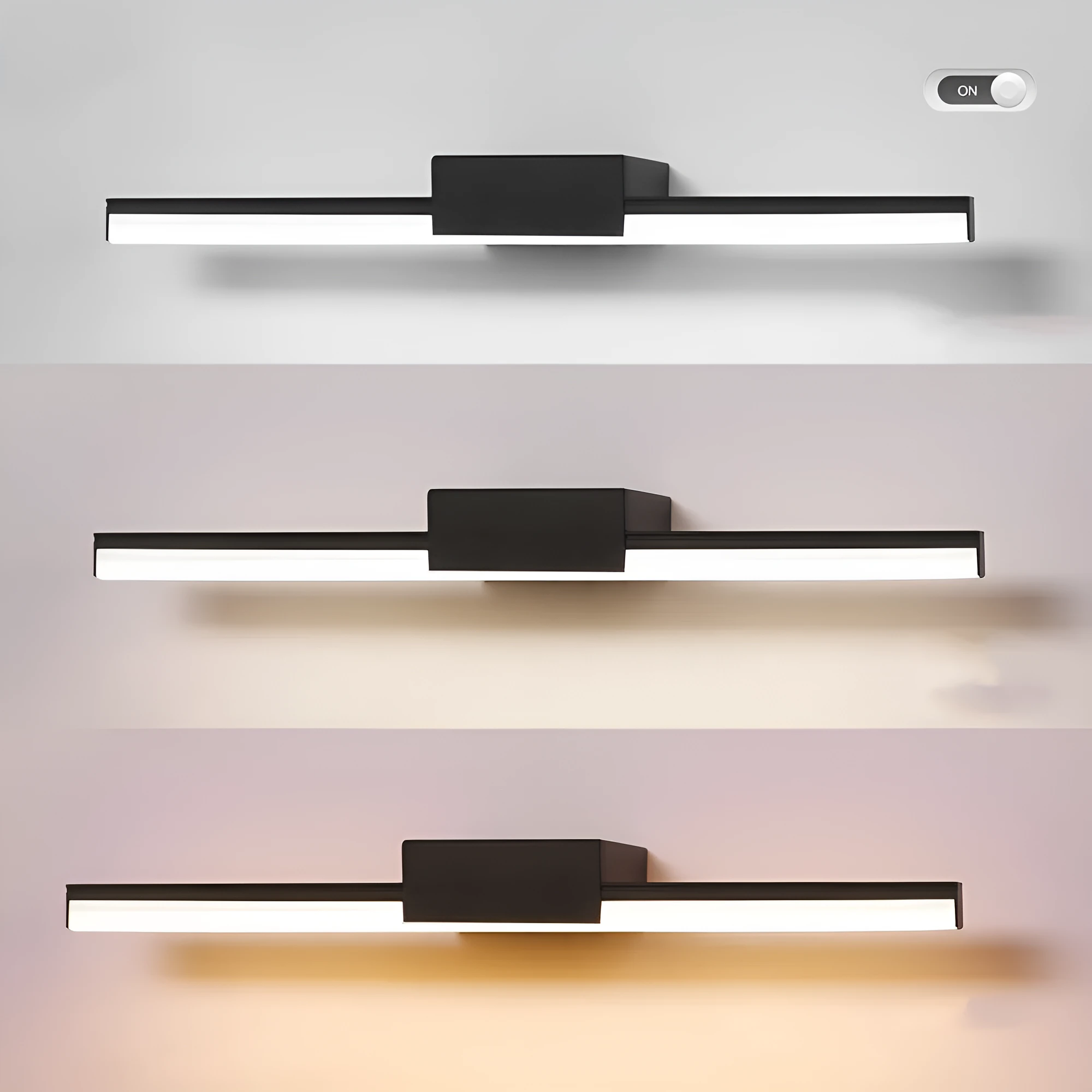 LED bathroom mirror headlight wall light with 110mm projection, available in black or white, 40-60cm size options