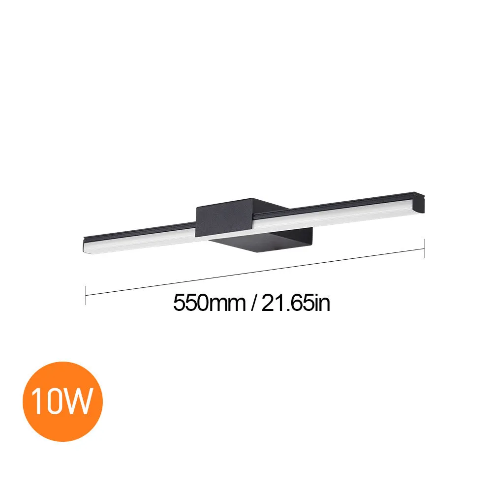 LED bathroom mirror headlight wall light with 110mm projection, available in black or white, 40-60cm size options