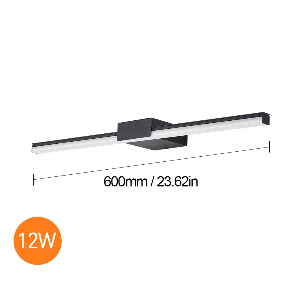 LED bathroom mirror headlight wall light with 110mm projection, available in black or white, 40-60cm size options