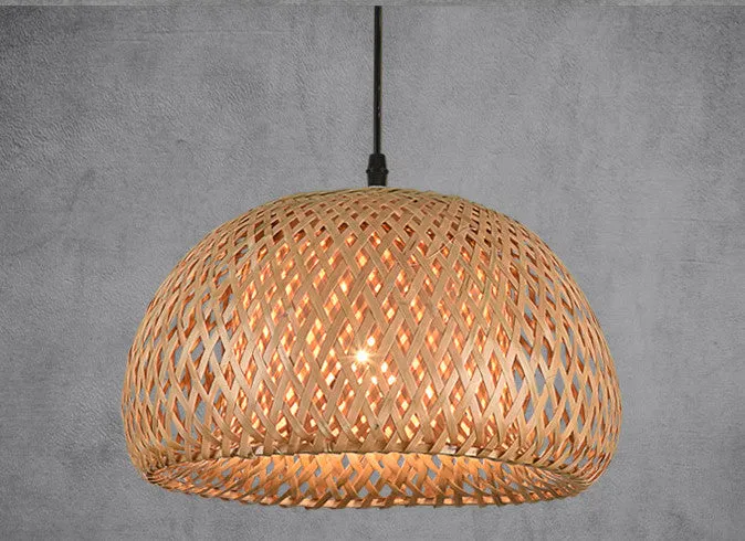 American Garden bamboo woven chandelier rural style rattan pendant light single head 600mm