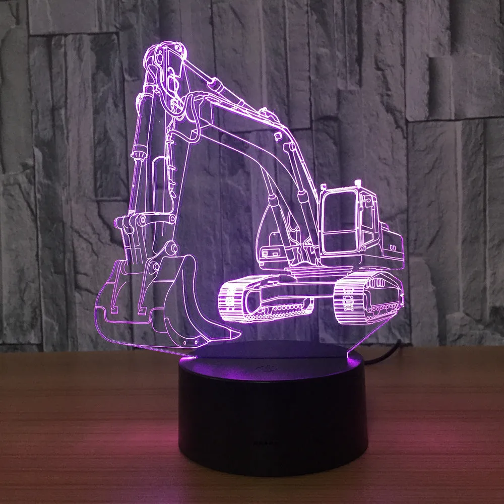 3D night light with acrylic panel showing seven colour gradient modes on a tabletop