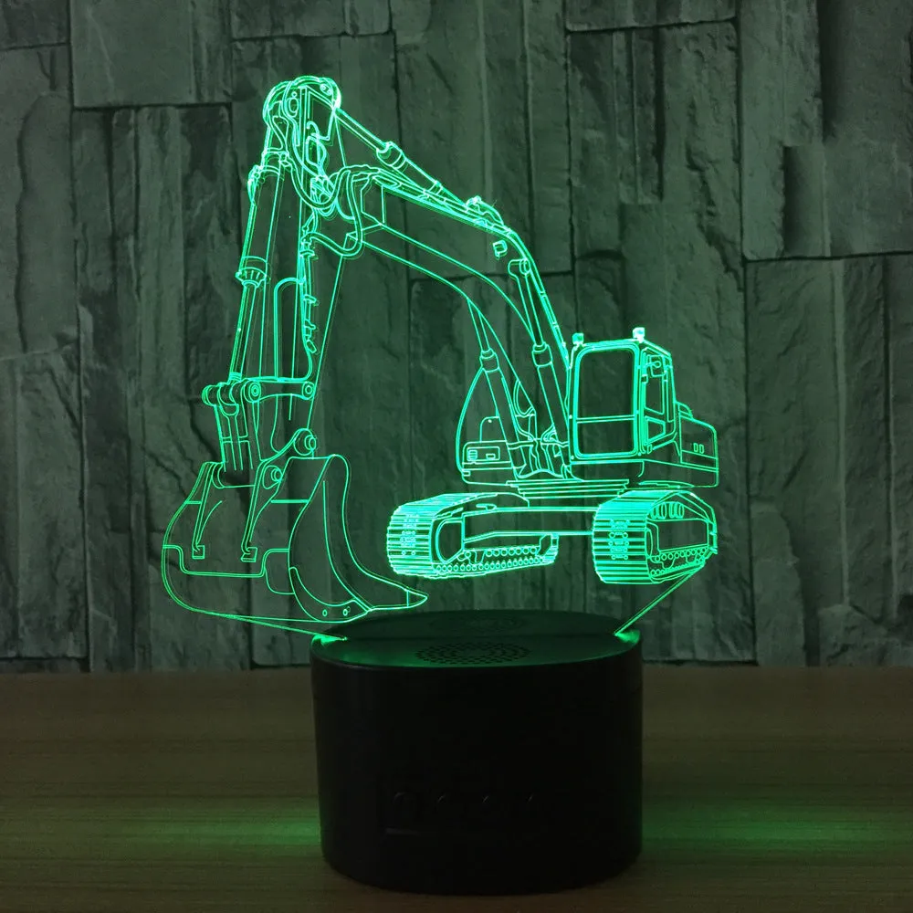 3D night light with acrylic panel showing seven colour gradient modes on a tabletop