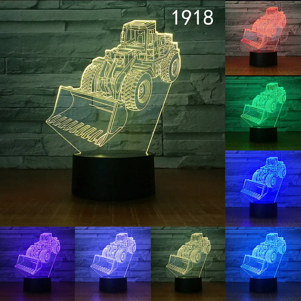 3D night light with acrylic panel showing seven colour gradient modes on a tabletop