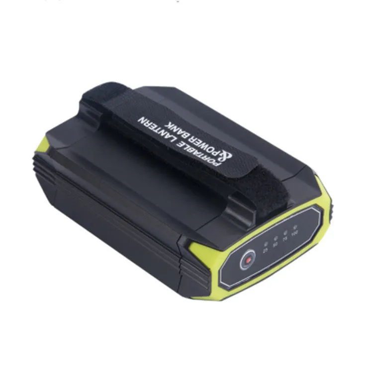 Green rechargeable LED camping light with aluminium alloy construction and power bank functionality