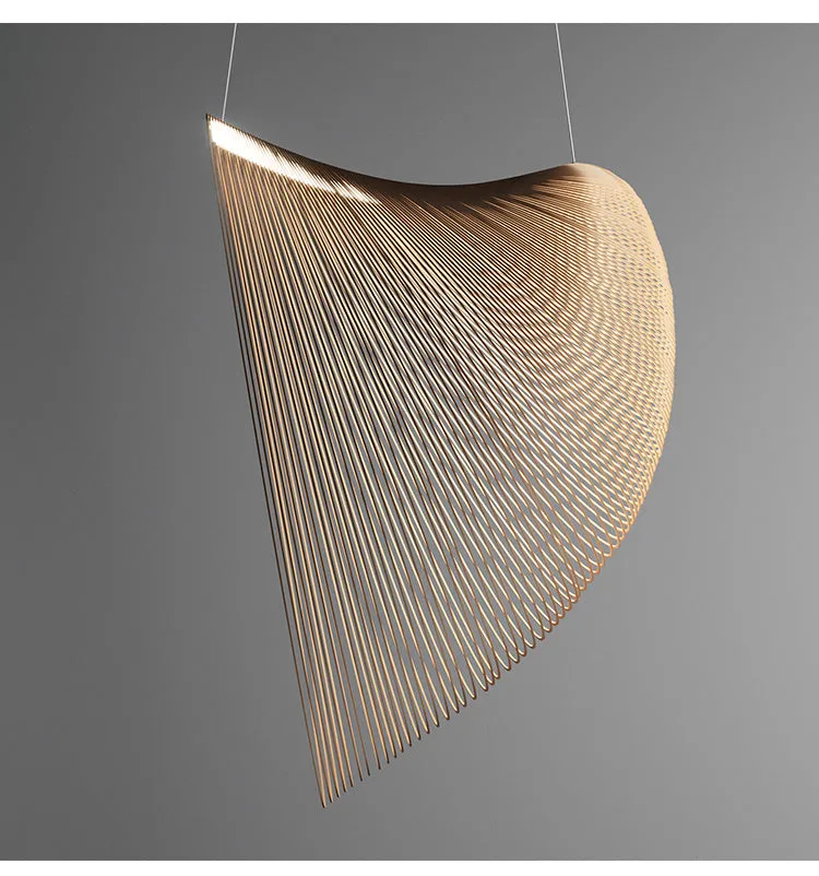 Nordic wooden LED chandelier with PMMA lampshade for dining room or bar table