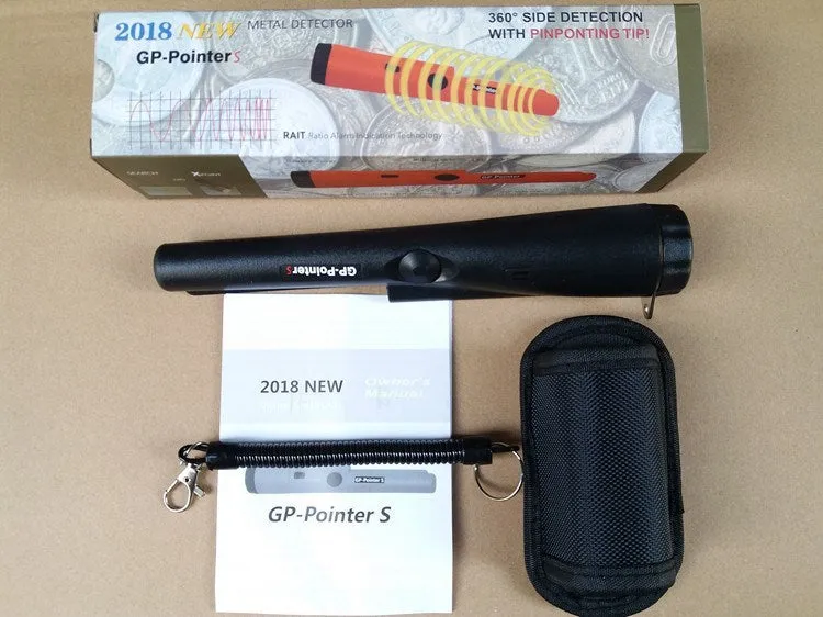 Portable Pro Pointer pinpointer metal detector in black with woven belt holster for gold and treasure hunting