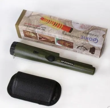 Portable Pro Pointer pinpointer metal detector in black with woven belt holster for gold and treasure hunting