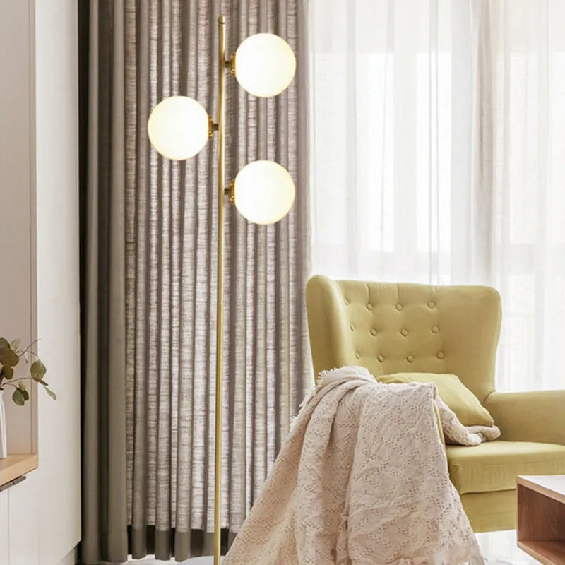 Gold aluminium alloy and glass minimalist vertical floor lamp with LED warm light, 35cm diameter, 155cm height