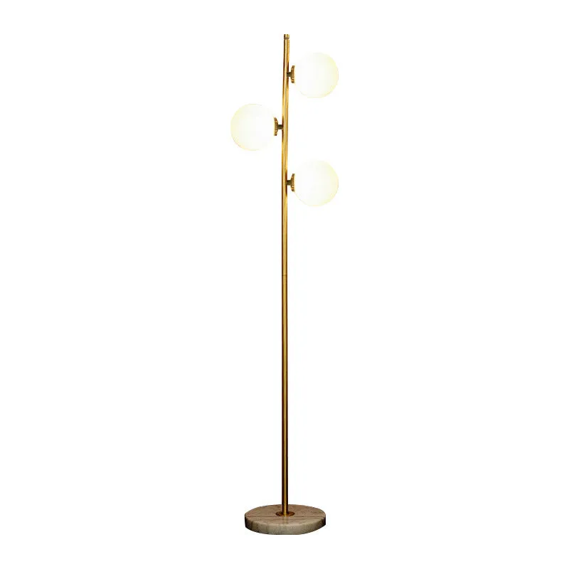 Gold aluminium alloy and glass minimalist vertical floor lamp with LED warm light, 35cm diameter, 155cm height