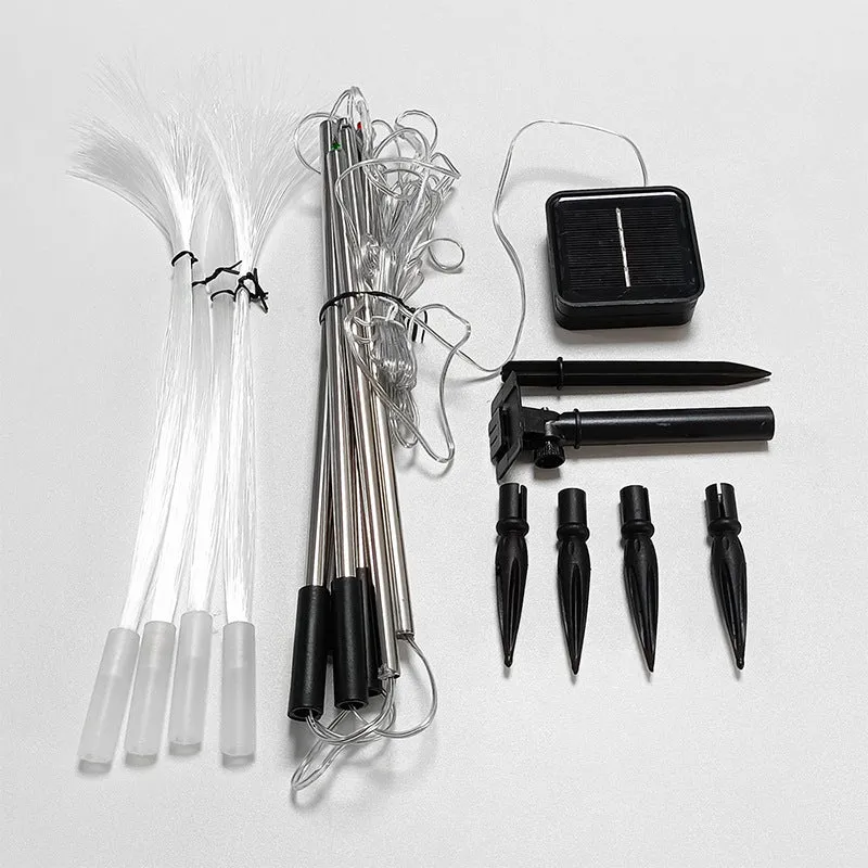 Solar fiber LED jellyfish ground light with remote control in a garden setting, IP44 outdoor decorative light