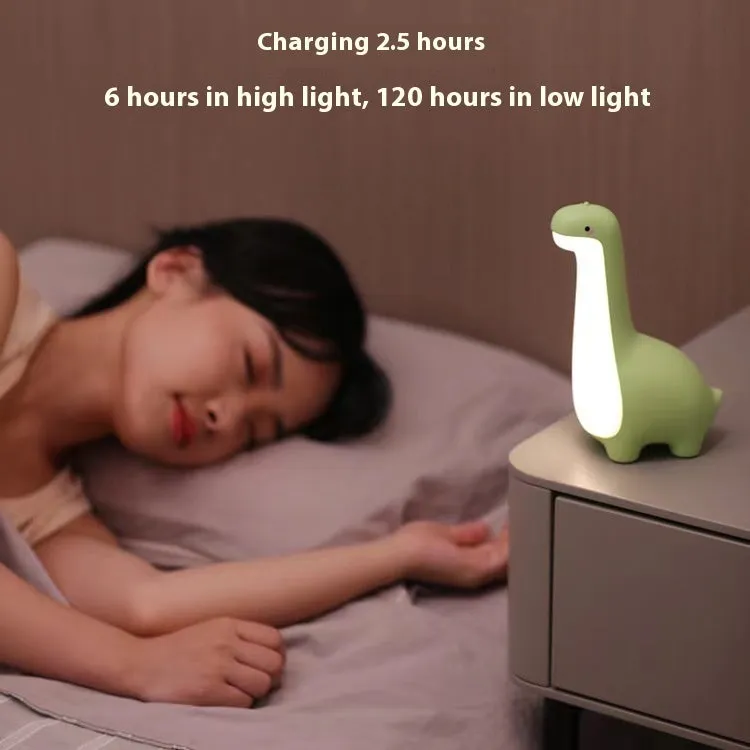 Cute dinosaur night light with 3000K warm glow in lemon yellow, USB rechargeable for kids bedroom decoration