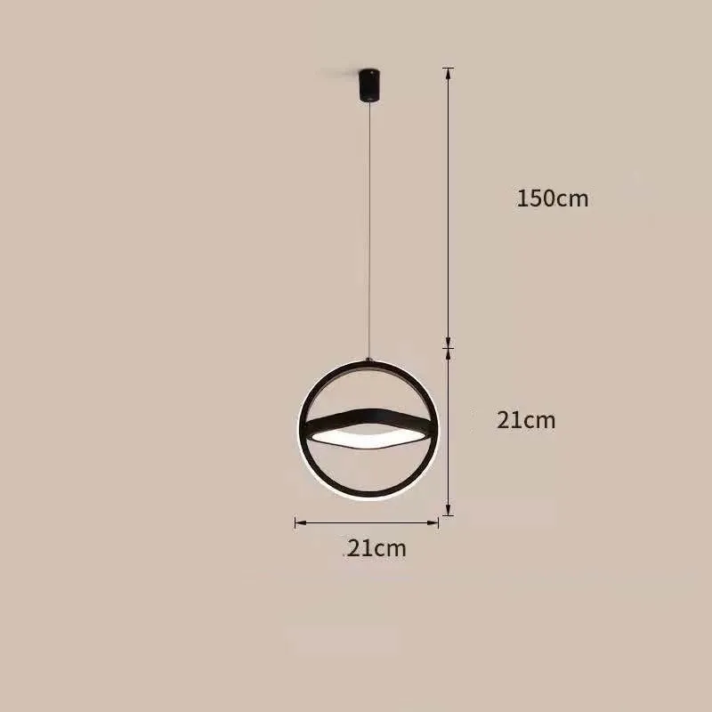 Nordic iron single-head LED pendant lamp with adjustable height, white circle option