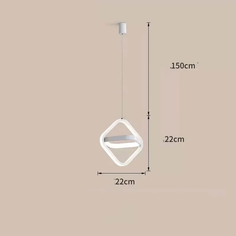 Nordic iron single-head LED pendant lamp with adjustable height, white circle option
