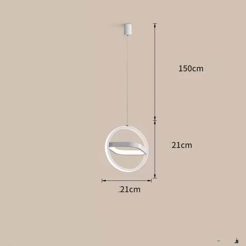 Nordic iron single-head LED pendant lamp with adjustable height, white circle option