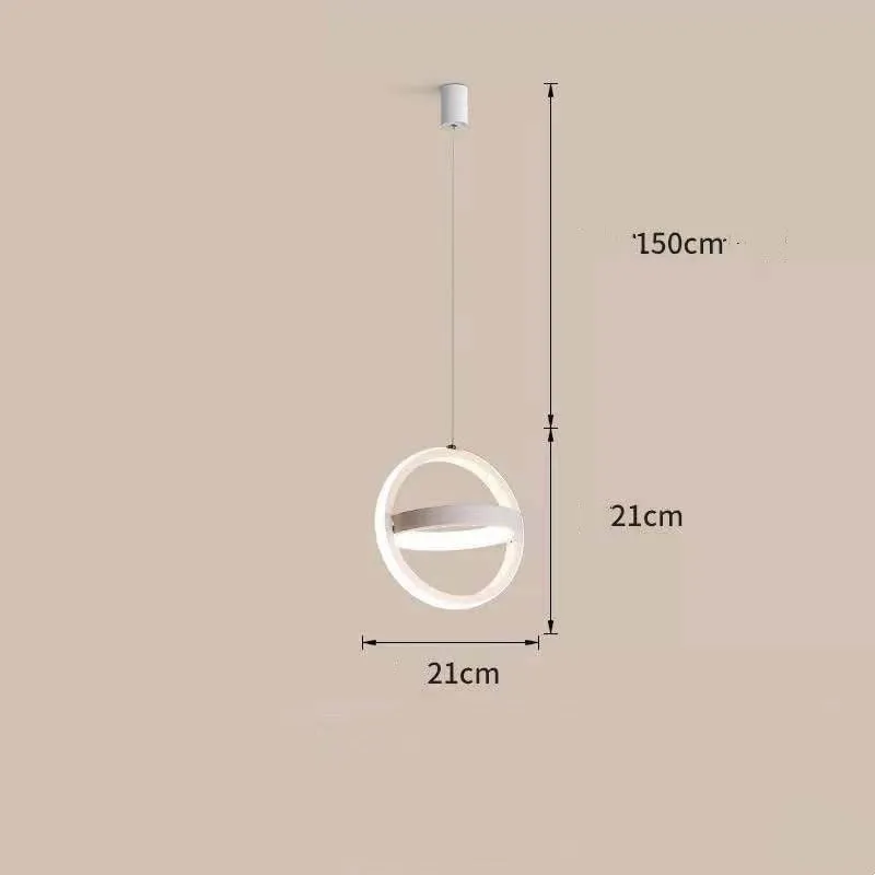 Nordic iron single-head LED pendant lamp with adjustable height, white circle option